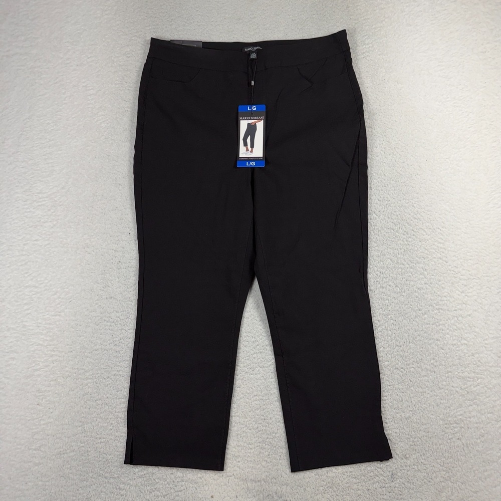 Mario Serrani Italy Women's L Black Pull On Dress Pants Elastic Waist 33x22 NWT